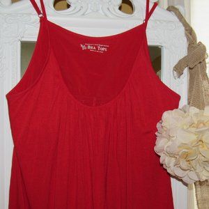 SEXY RED BRA TOP TANK SHIRT-NO BRA NEEDED-LOOSE SWING FIT-LARGE-VICTORIAS SECRET
